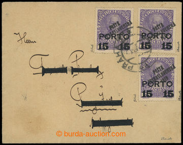 217329 - 1919 small envelope with mounted 3 pcs of stmp with overprin