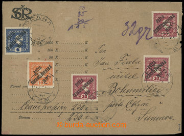 217334 - 1919 money letter for 250CZK, form/blank envelope with monog