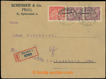 217367 - 1923 Maxa S20, identification Reg letter to Germany with 100