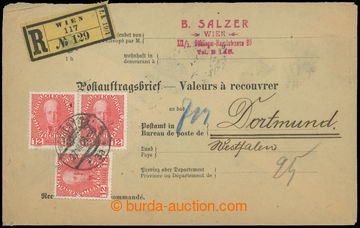 217368 - 1908 příkazové psaní zaslané doporučeně do Německa, 
