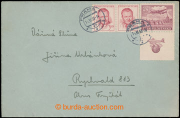 217372 - 1953 NEDĚLE / dopis do Rychvaldu se smíšenou frankaturou 