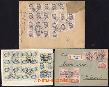 217394 - 1953 POŠTOVNÉ 80 Kčs / dva R-dopisy s vícenásobnými fr