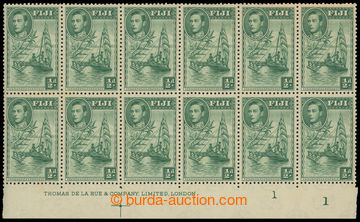 217551 - 1938-1955 SG.249ba+b, Jiří VI. - Kánoe ½P, krajový 12-b