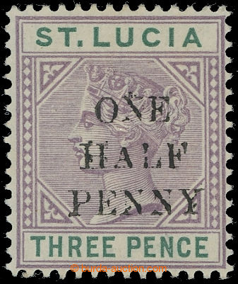 217666 - 1891-1892 SG.53a, Viktorie 3P s přetiskem ONE HALF PENNY, v