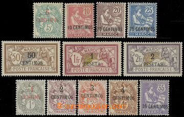217685 - 1902-1903 FRANCOUZSKÁ POŠTA / Mi.11-17, Přetiskové 5C/5C