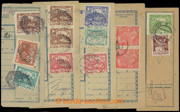 217703 - 1919-1921 comp. 5 pcs of cuts franked with stamps Hradčany,