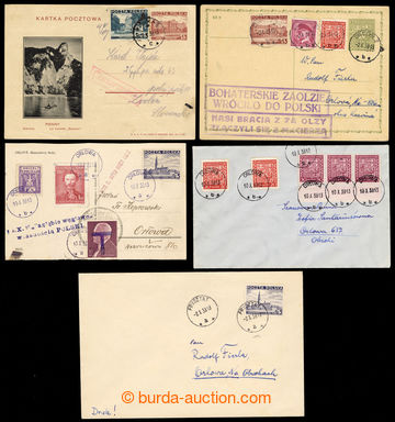 217713 - 1938 comp. 5 pcs of entires from Polish occupation Czechosl.