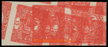 217745 -  Pof.7d, 15h vermilion, vertical strip of 3 with double prin