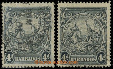 217754 - 1938-1947 SG.253a, 253da, Alegorie 4P šedá, 2ks raz. zn. s