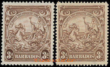 217758 - 1938-1947 SG.252a+253ba, Allegory 3P brown, two stamps with 