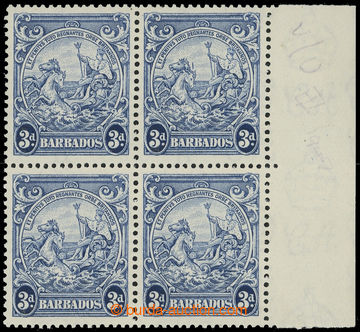 217759 - 1938-1947 SG.252ca+252c, Alegorie 3P modrá, krajový 4-blok
