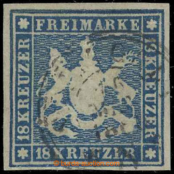 217925 - 1859 Mi.15, Znak 18Kr modrá, velmi pěkný kus s atestem D'