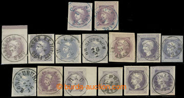 217953 - 1867 Ferch.42, 15 pcs of Mercure 1,05kr, mostly rarer I. and