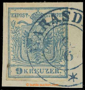 217965 - 1850 Ferch.5HI, Coat of arms 9 Kreuzer blue type I on hand-m