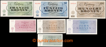 218030 - 1943 TEREZÍN 1-7, complete set bank-notes Terezín ghetto, 