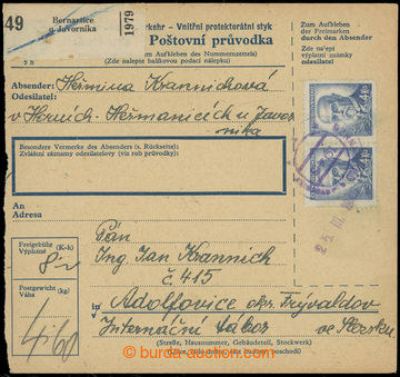 218034 - 1946 INTERNAČNÍ TÁBOR ADOLFOVICE / parcel card without L 