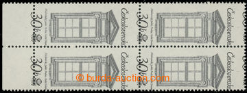 218281 - 1977 ZT  Pof.2241, Okna 30h, krajový 4-blok, makulaturní t