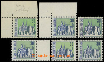 218309 - 1965 Pof.1483, Košice 30h, sestava šesti odstínů z různ