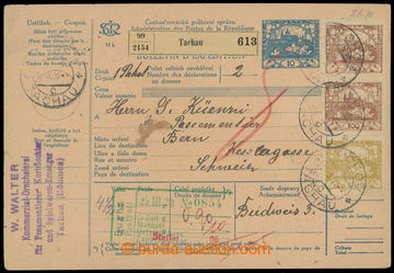 218407 - 1920 CPP13, Hradčany 10h, whole international parcel card t