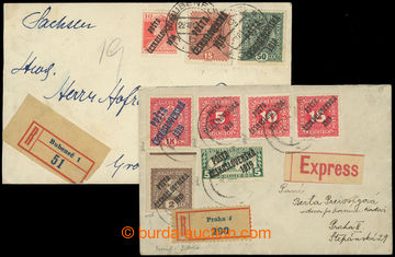 218440 - 1919 R-dopis do Drážďan, vyfr. zn. Karel a Znak 15h a 50h