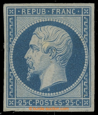218446 - 1852 Mi.9, Napoleon REPUB FRANC. 25C blue, reprint from year