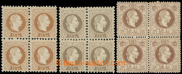 218453 - 1867 Ferch.39II, 40IIb, 41II, 4-bloky FJ I. 15kr, 25kr, 50kr