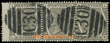 218456 - 1874 SG.Z75, marginal strip-of-3 Victoria 6P grey, wmk rose 