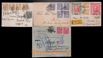 218464 - 1908 sestava 4 dopisů do ciziny, Německo a Švýcarsko, 1x