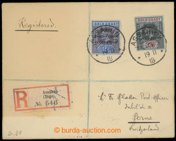 218559 - 1918 Reg letter to Switzerland with George V. TOGO ANGLO-FRE