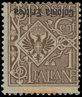 218594 - 1903 Sass.19c, Coat of arms 1C with INVERTED OVERPRINT Colon