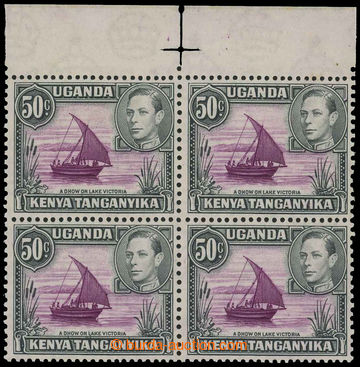 218599 - 1938 SG.144, 144a, 4-blok Jiří VI. 50C fialová/černá, 3