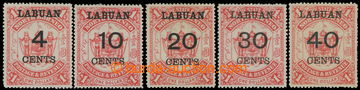 218661 - 1895 SG.75-79, přetiskové Severní Borneo 4C - 40C/$1 s p
