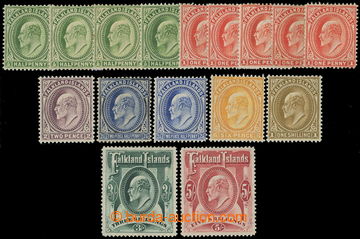 218718 - 1904-1912 SG.43-50, Edward VII. ½P - 5Sh, complete set + 3x