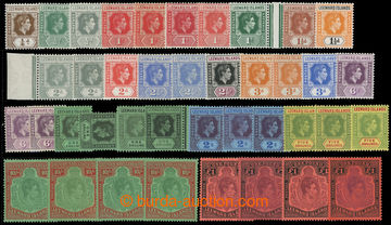 218792 - 1938-1951 SG.95-111c, Jiří VI. ½P - £1, sestava 40 zn., 