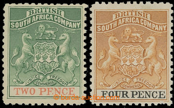 218864 - 1895 SG.27-28, Coat of arms 2P and 4P Perkins Bacon; c.v.. 