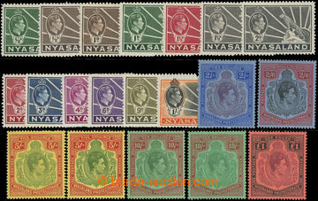 218875 - 1938-1944 SG.130-143, George VI. ½P - £1, complete set + S