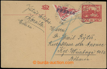 218939 - 1919 CDV7, Hradčany 10h addressed to in II. postal rate on/