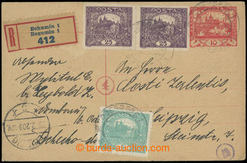218942 - 1920 CDV7, Hradčany 10h sent as Reg in II. postal rate to G