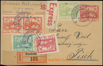 218945 - 1919 CDV7, Hradčany 10h sent in II. postal rate Reg and Exp