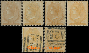 219084 - 1860-1884 SG.3-19, Victoria 1½P, selection of 6 stams, 4x u
