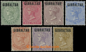 219088 - 1886 SG.1-7, Victoria - BERMUDA 1/2P-1Sh with overprint GIBR