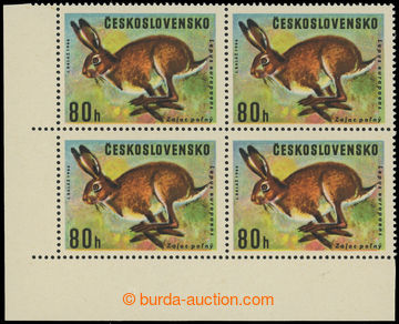 219118 - 1966 Pof.1570 OHZ, Zajíc 80h, levý dolní rohový 4-blok, 