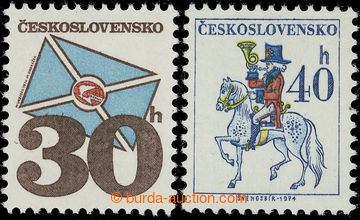219125 - 1974 Pof.2111xa, 2112xa, Postal emblems 30h 40h, both paper 