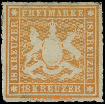 219145 - 1865 Mi.34, Znak 18Kr žlutooranžová, průpich 10; bezvadn