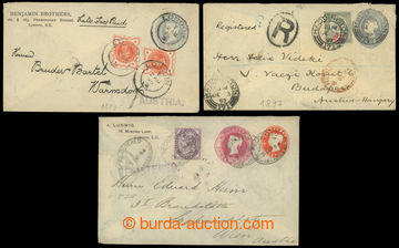 219313 - 1894-1899 selection of three uprated postal stationery cover