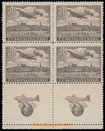 219360 - 1946 Pof.L22N KD, UNISSUED stamp. Air Motifs 20Kčs brown, b