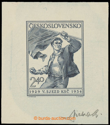 219428 - 1954 PLATE PROOF  Pof.771, 5. Anniv V. congress Communist Pa
