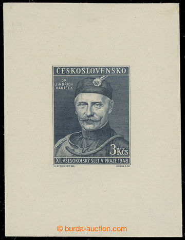 219547 - 1948 PLATE PROOF  stamp. issue XI. Sokol festival - Vaníče
