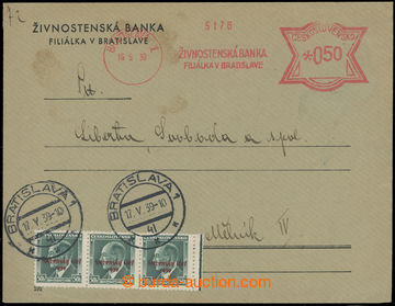 219572 - 1939 souběžně použitý čs. frankotyp Žinostenská bank