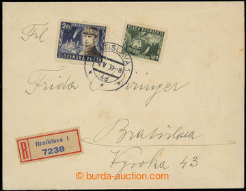 219580 - 1939 Reg letter in the place franked with. funeral stamp. is